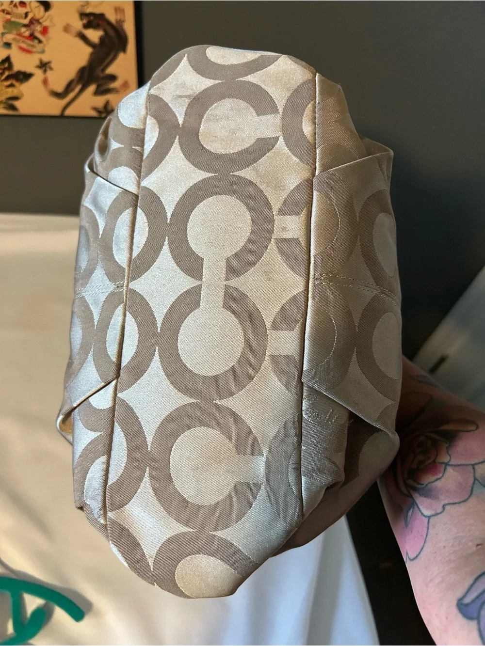 Coach Signature Op Art Sateen Brooke Hobo Shoulder Bag